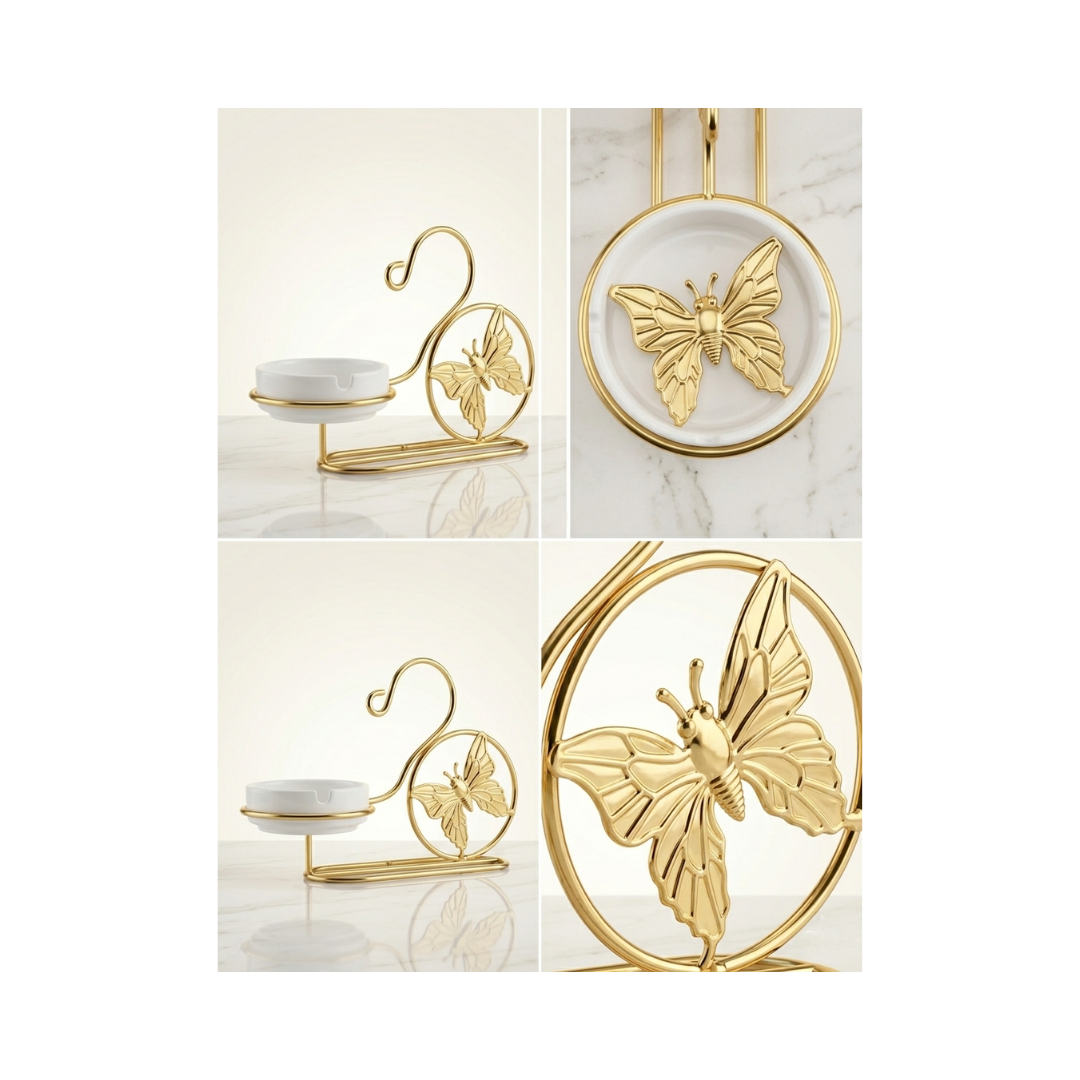 Gold Butterfly Ceramic Ashtray – Decorative Accent