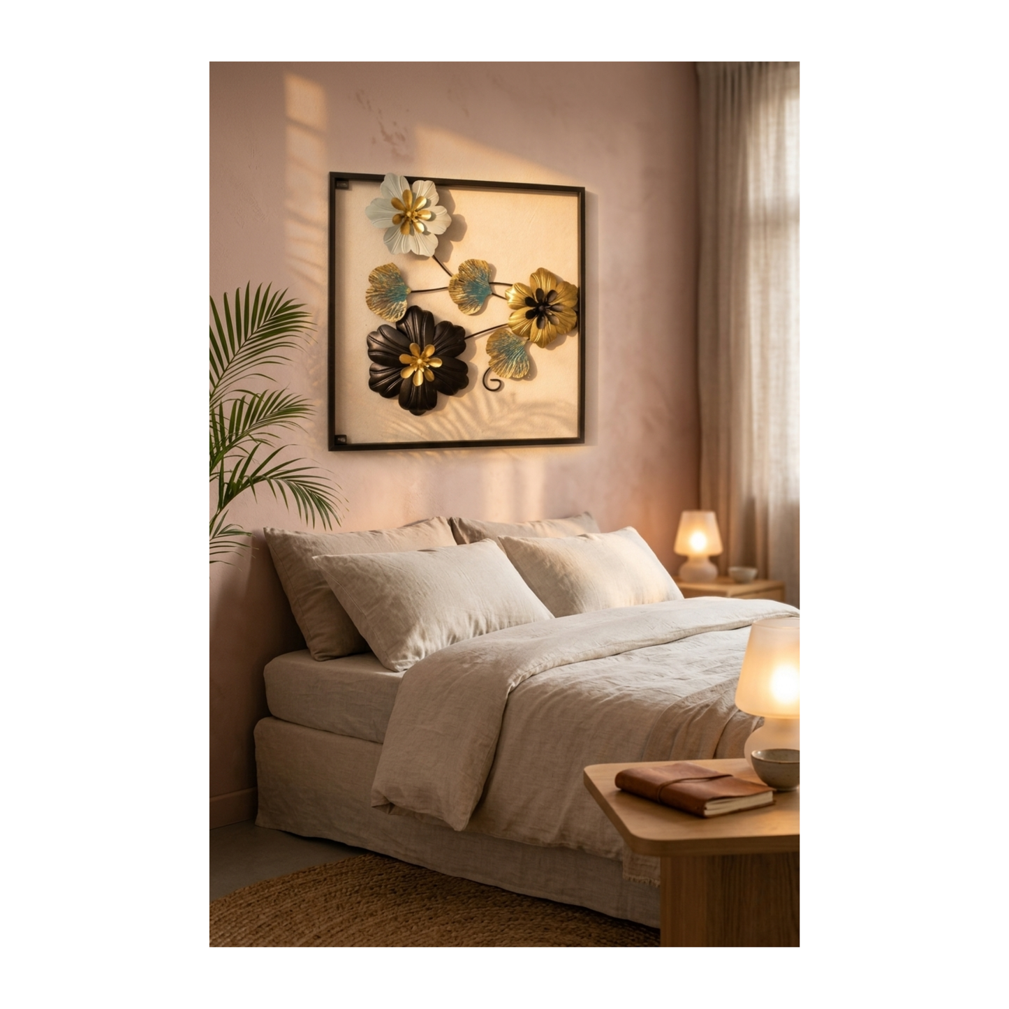 Square Metal Flower Wall Art