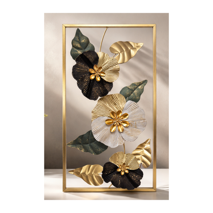 Vertical Metal Flower & Leaf Wall Art
