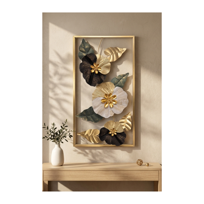 Vertical Metal Flower & Leaf Wall Art