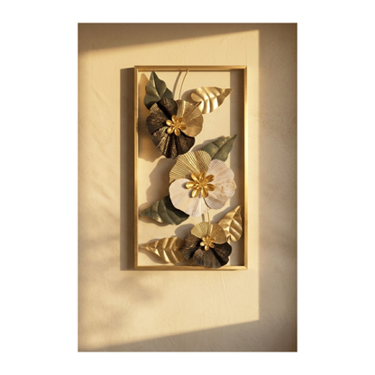 Vertical Metal Flower & Leaf Wall Art