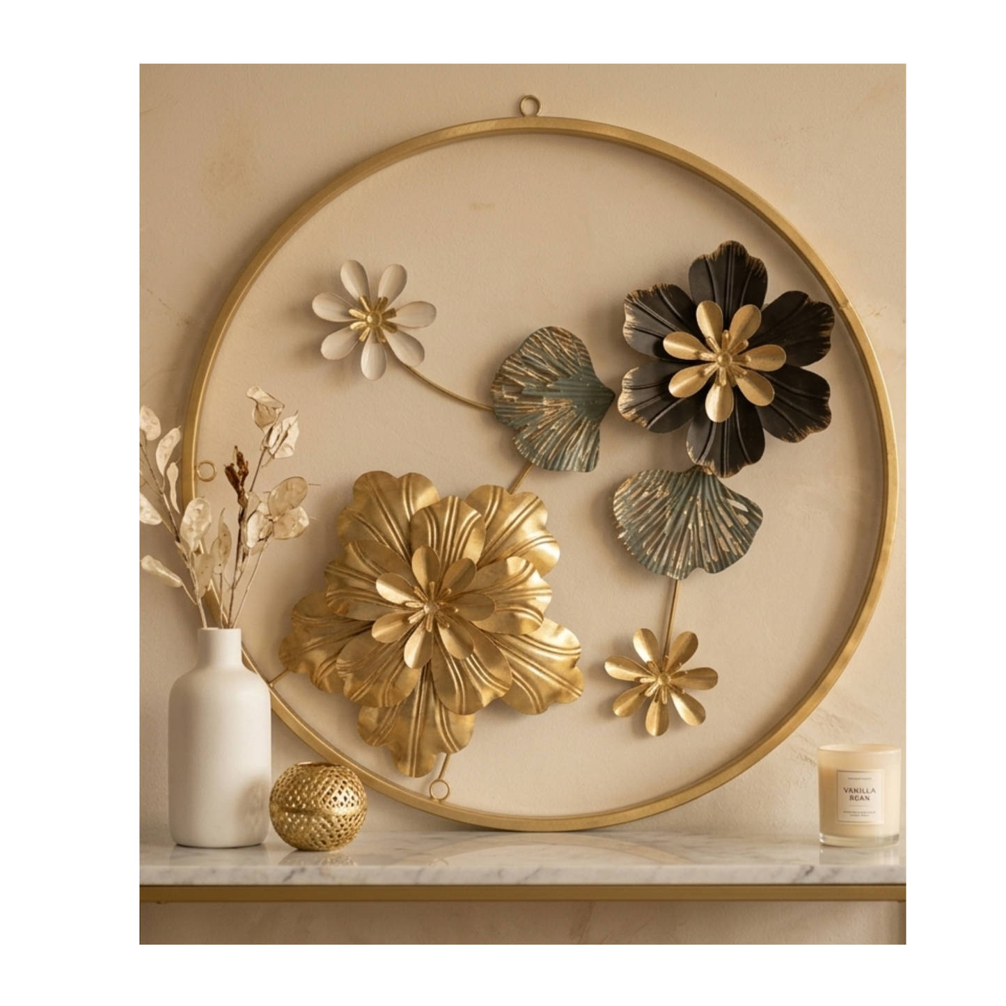 Round Metal Flower Wall Art