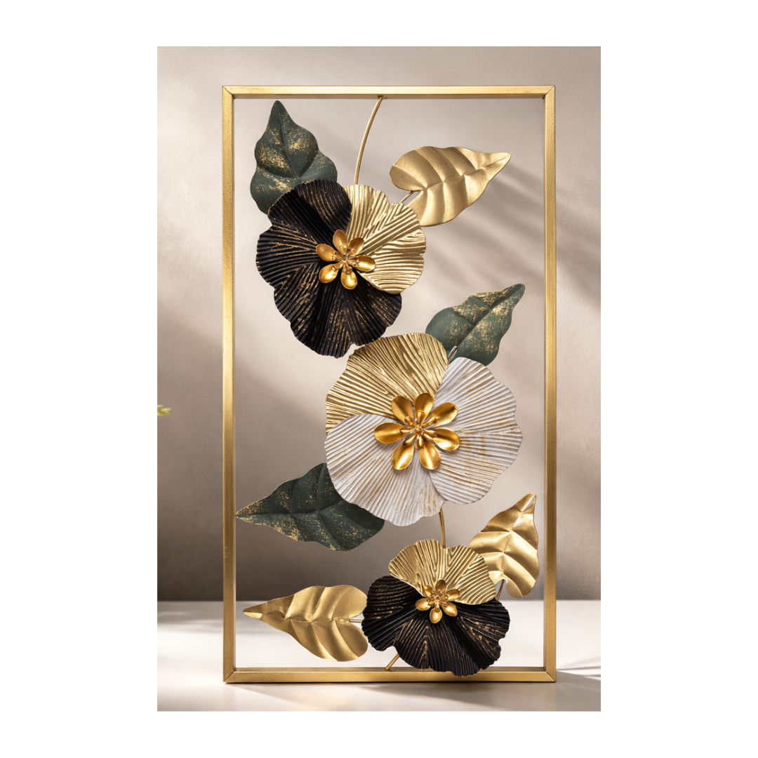 Luxury 3D Metal Floral Wall Art Frame – Modern Decorative Wall Sculpture (Multiple Designs)