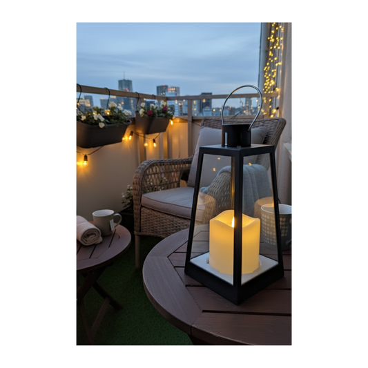Black LED Flameless Candle Lantern – Table & Hanging