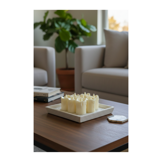 Flameless LED Candle Centerpiece Tray – Decorative Table Candle Set