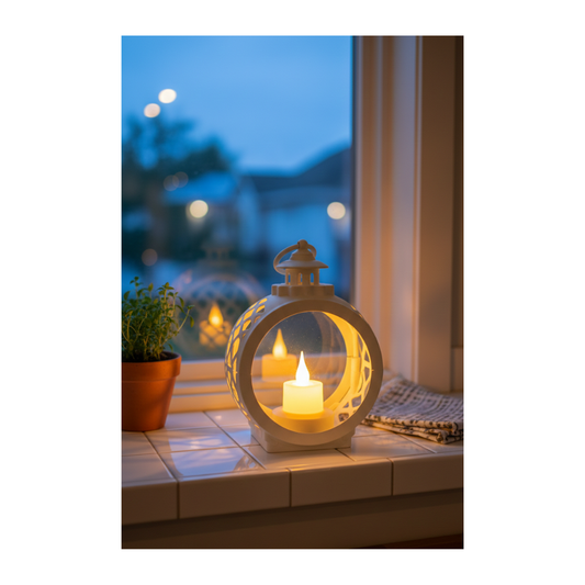 Decorative Round LED Lantern – Flameless Candle Light for Indoor & Festive Home Décor