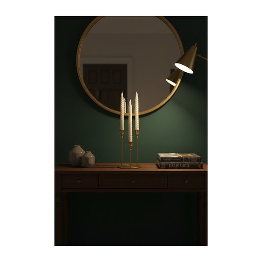 Gold 3-Arm Metal Candelabra – Taper Candle Holder