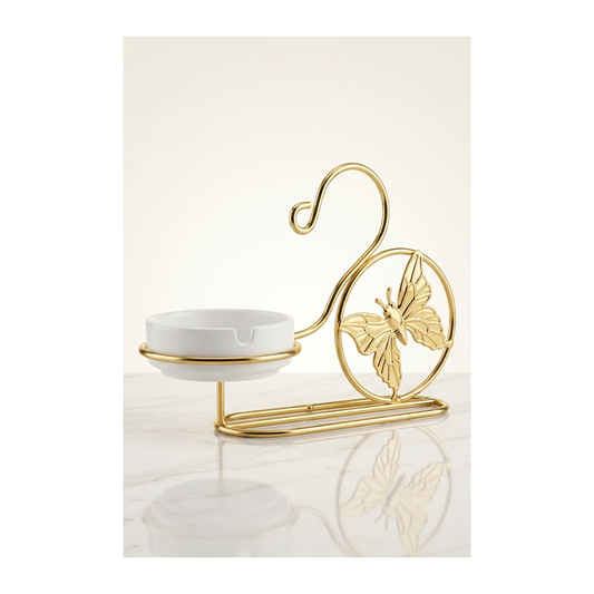 Gold Butterfly Ceramic Ashtray – Decorative Accent