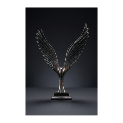Black Metal Angel Wings Sculpture – Tabletop Décor