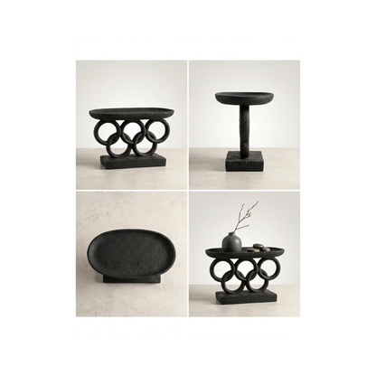 Black Ring Sculpture Bowl – Minimalist Centerpiece