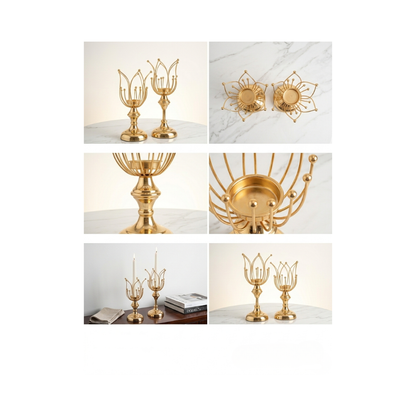 Gold Tulip Candle Holders – Set of 2