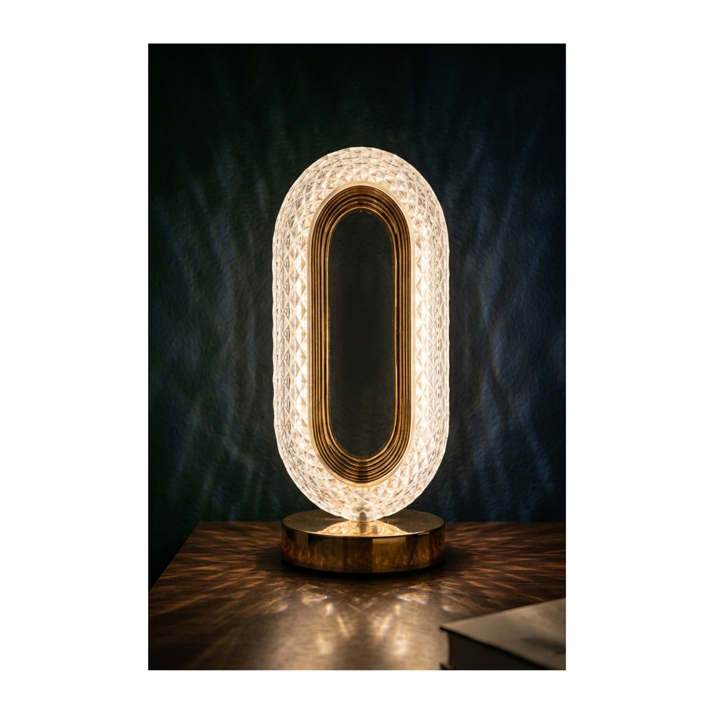 Crystal Diamond Cut Oval Table Lamp