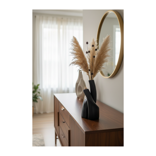 Black Sculptural Vase Set – Minimalist Table Accent