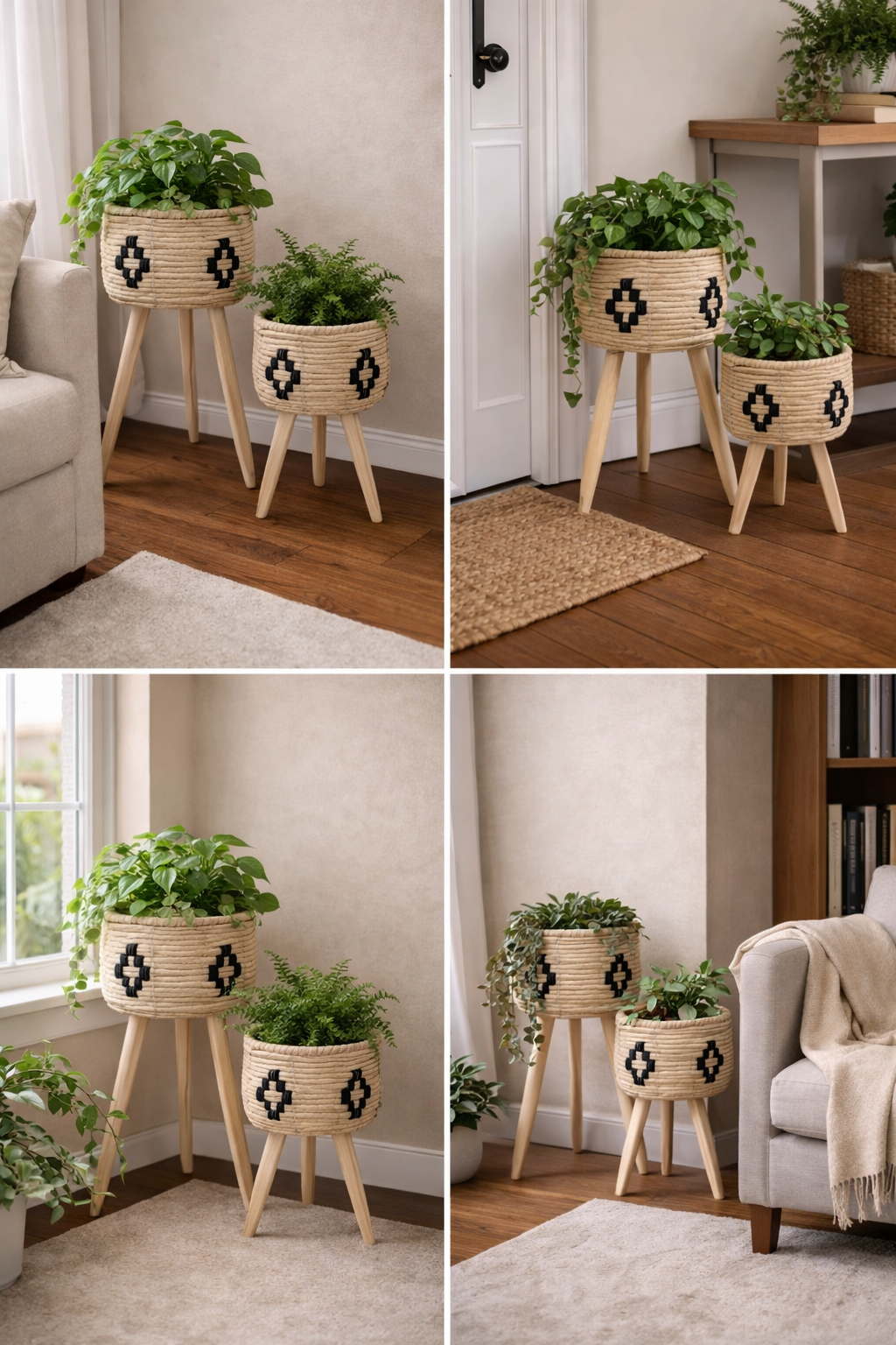 Boho Tribal Woven Planter Set – Set of 2