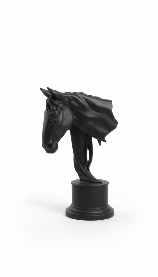 Horse Head Sculpture | Decorative Figurine | Pedestal Base