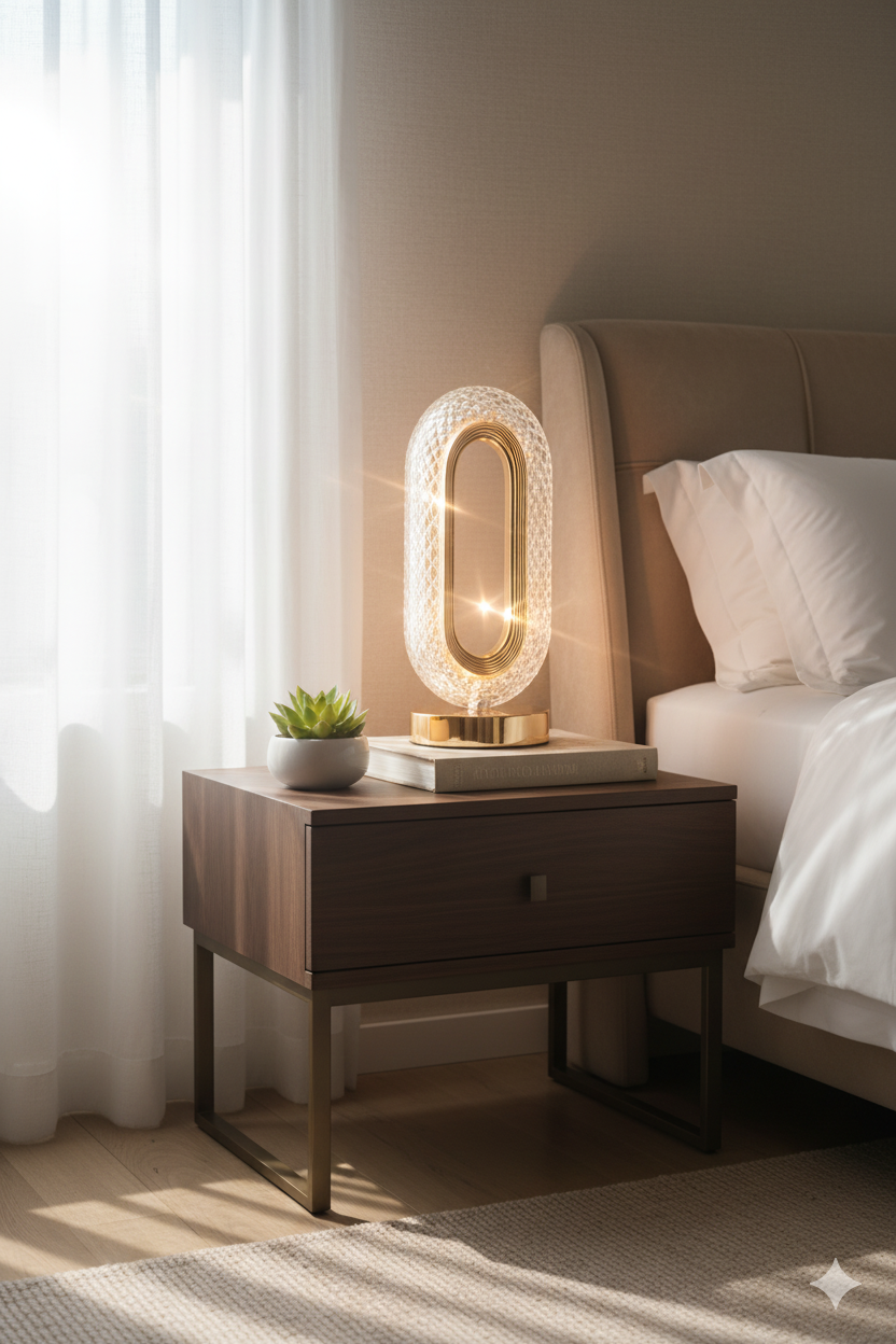 Crystal Diamond Cut Oval Table Lamp