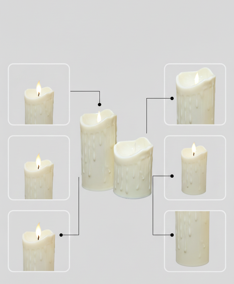 LED Flameless Pillar Candles – Drip Wax Effect (Set of 2)