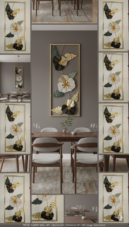 Luxury 3D Metal Floral Wall Art Frame – Modern Decorative Wall Sculpture (Multiple Designs)
