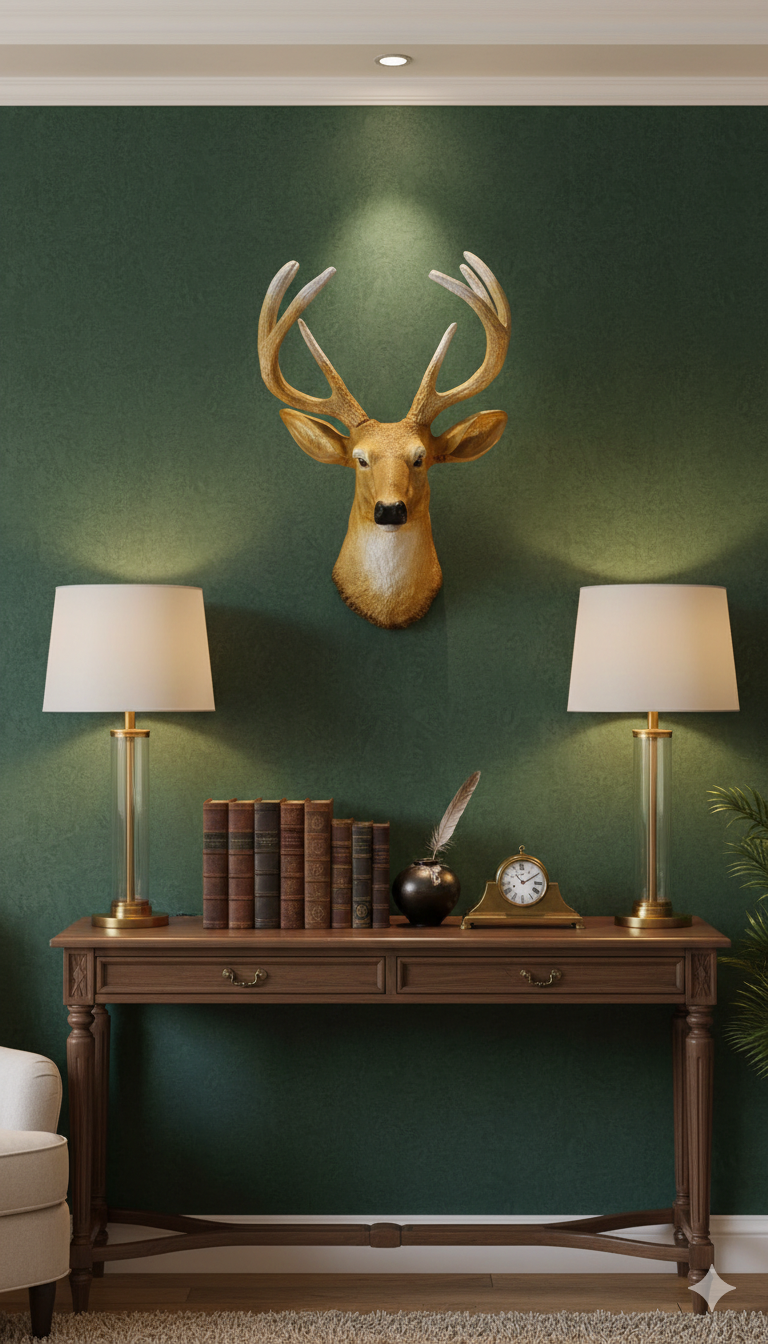 Luxury Faux Deer Head Wall Mount – Rustic Stag Wall Décor for Living Room, Study & Office