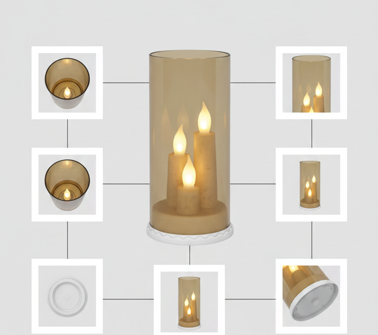 Amber Glass LED Candle Cloche – Flameless Light