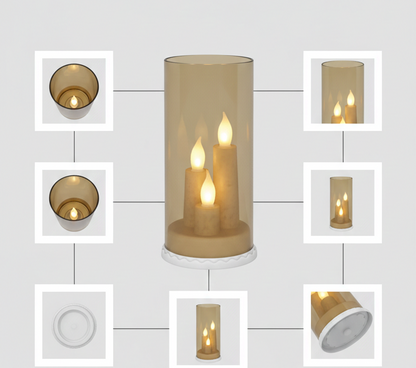 Amber Glass LED Candle Cloche – Flameless Light