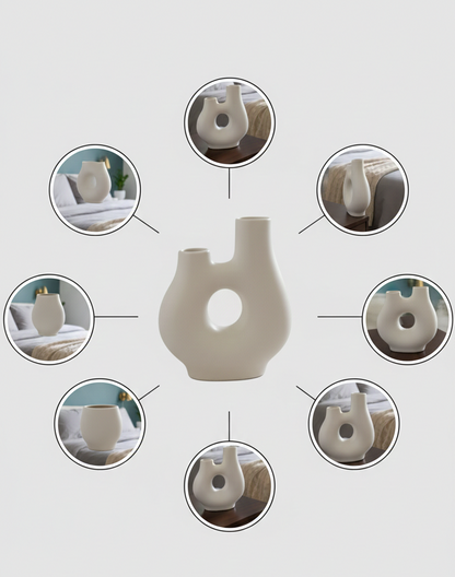 White Ceramic Nordic Vase – Minimalist Table Accent