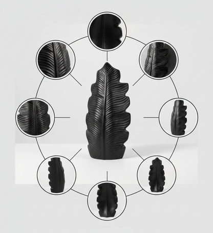 Black Matte Leaf Sculpture – Console & Shelf Accent