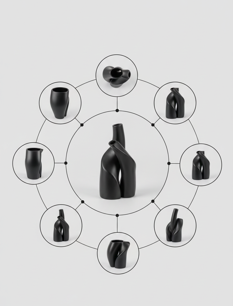 Black Sculptural Vase Set – Minimalist Table Accent