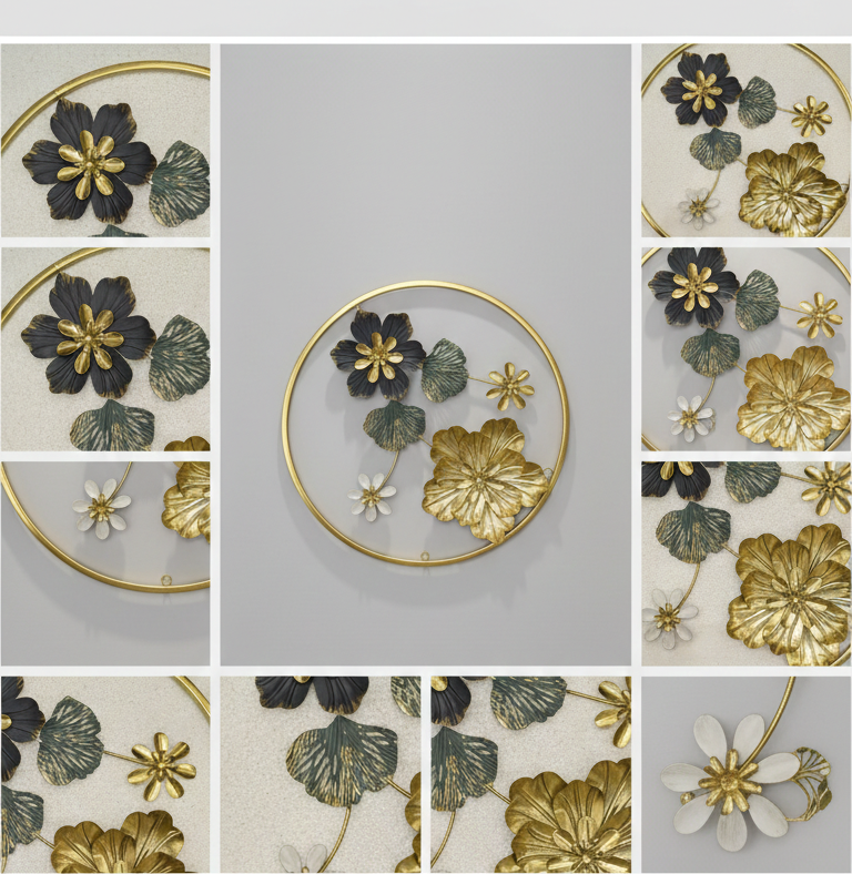 Luxury 3D Metal Floral Wall Art Frame – Modern Decorative Wall Sculpture (Multiple Designs)