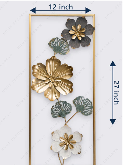 Luxury 3D Metal Floral Wall Art Frame – Modern Decorative Wall Sculpture (Multiple Designs)