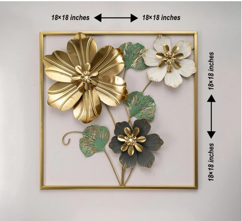 Luxury 3D Metal Floral Wall Art Frame – Modern Decorative Wall Sculpture (Multiple Designs)