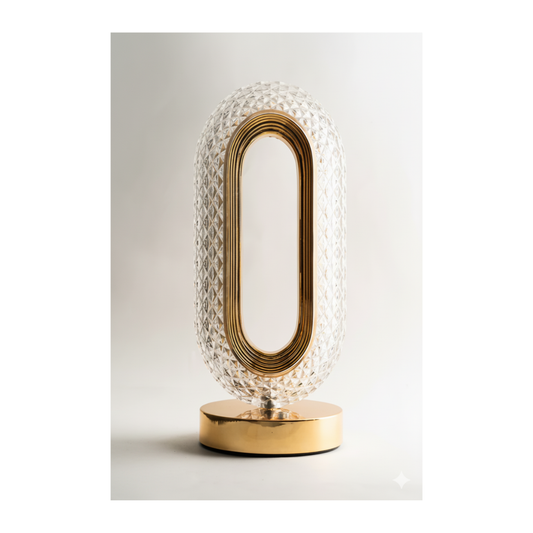 Crystal Diamond Cut Oval Table Lamp
